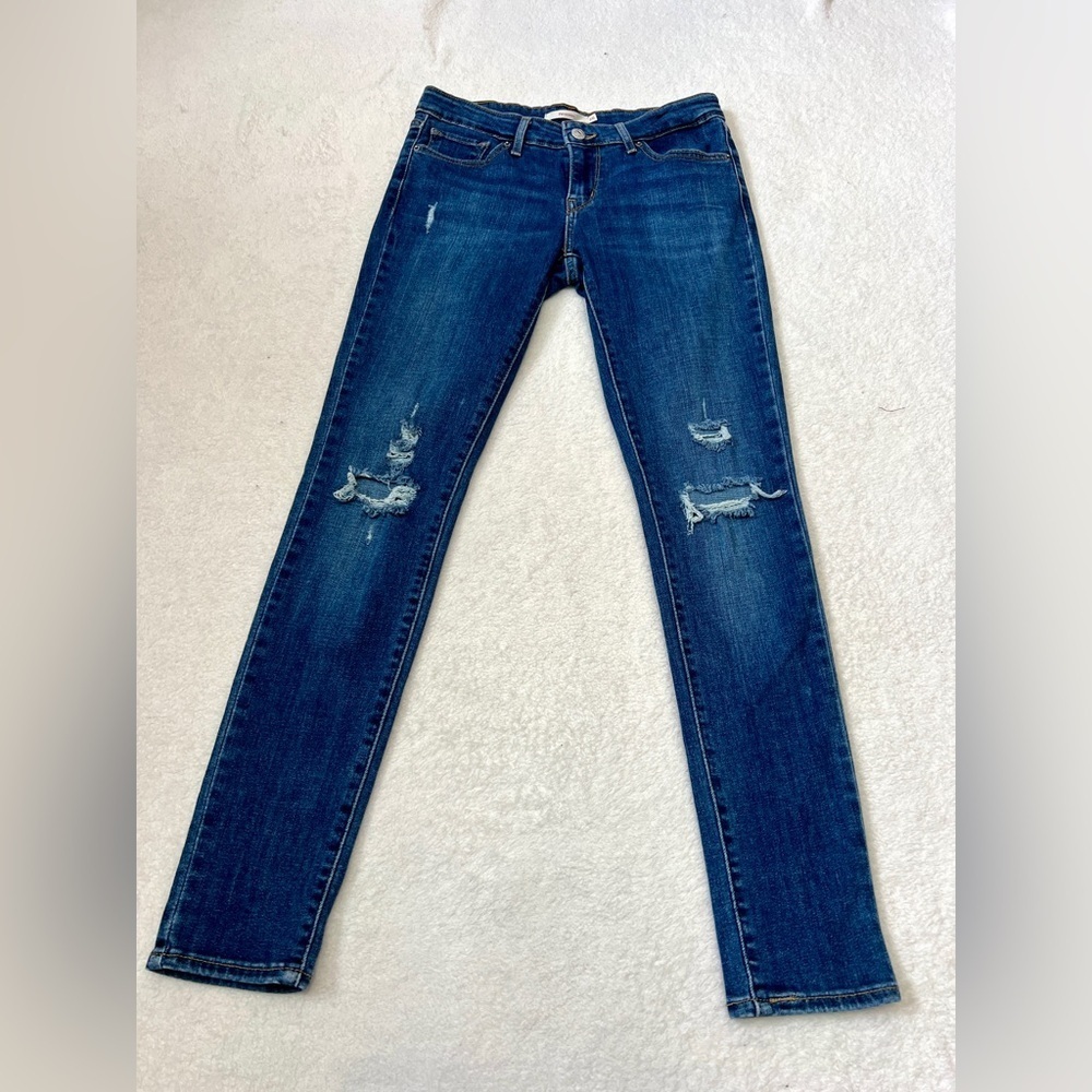 Levi's Distressed 711 Skinny Jean - Size 26 (measures 28") - Picture 2 of 11